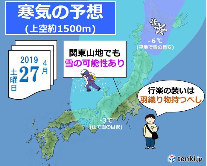 平成最後の寒気団　GW初日を直撃!　関東でも雪か