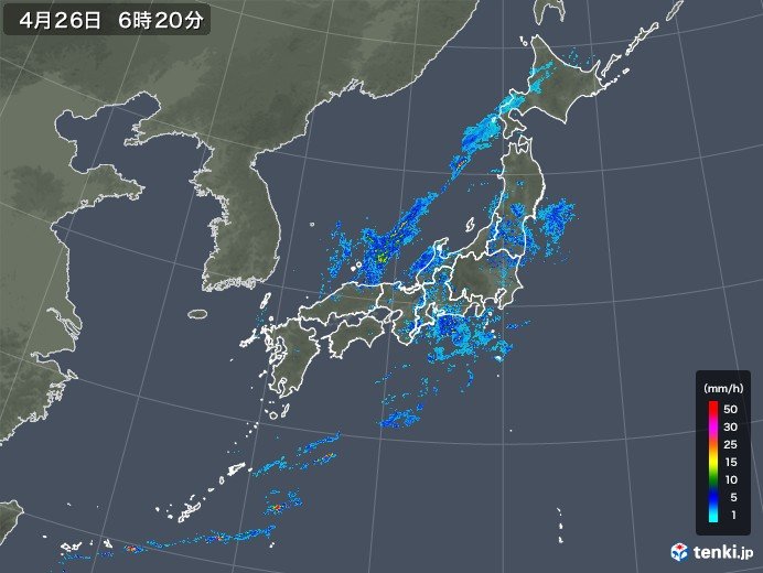 26日の天気　寒気流入　北日本は平地でも雪の所が