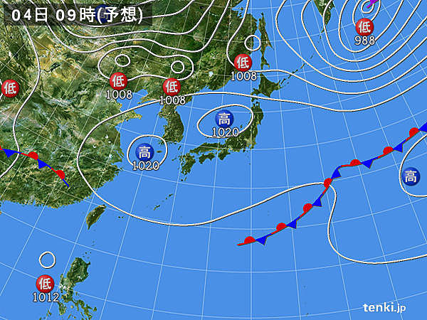 4日みどりの日　北海道も汗ばむほど　関東山沿いは急な雨や雷雨