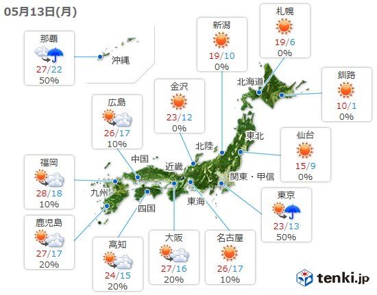 晴れても大気の状態不安定