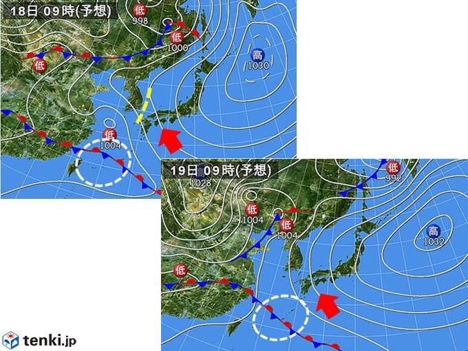 今週末の天気の特徴