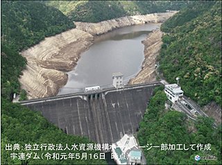 宇連ダム貯水率ゼロに　週明け一転　大雨警戒