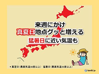 来週にかけて真夏日グッと増加 猛暑日近い気温も