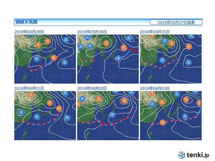 梅雨前線　31日頃から日本の南に停滞　蒸し暑くなる