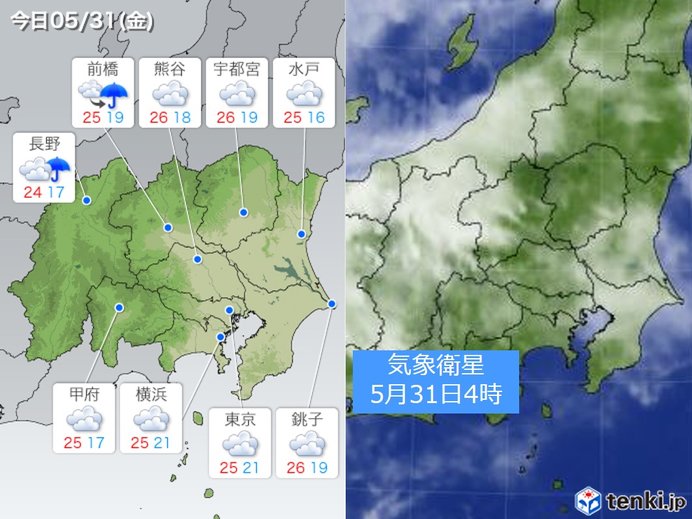 31日の関東　「急な雨」と「蒸し暑さ」に注意
