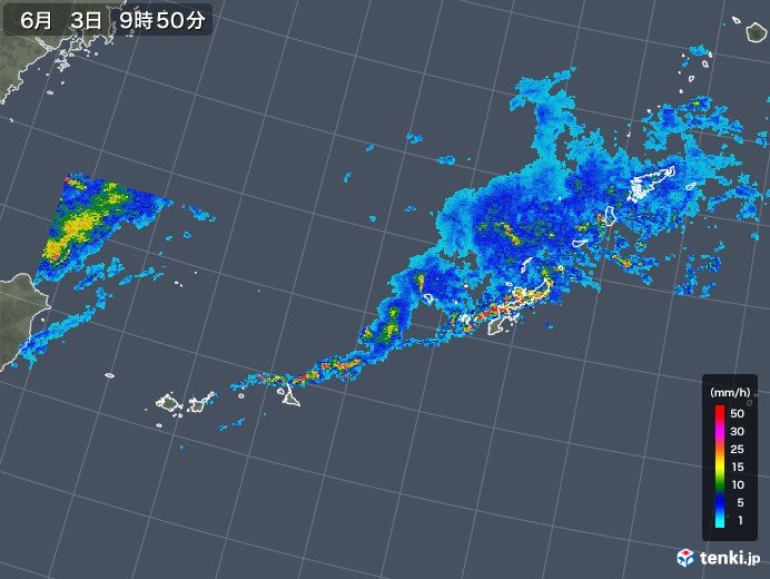 梅雨前線の活動　活発化　沖縄で40ミリ以上の雨