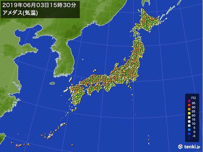 月曜　晴れて気温上昇　1週間ぶりの真夏日も