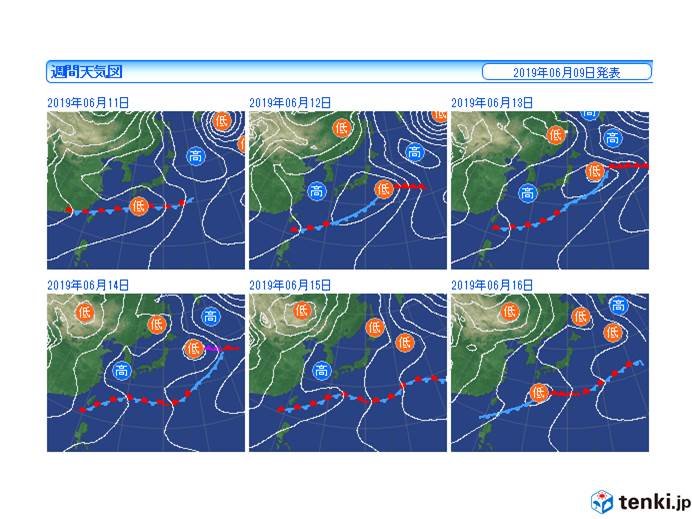 11日(火)　「入梅(にゅうばい)」　梅雨前線は日本の南に停滞