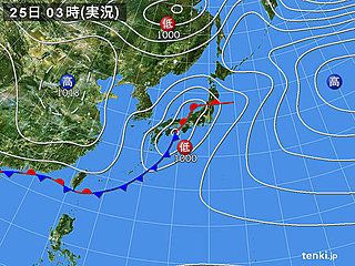 25日　東日本の太平洋側　大雨のおそれ