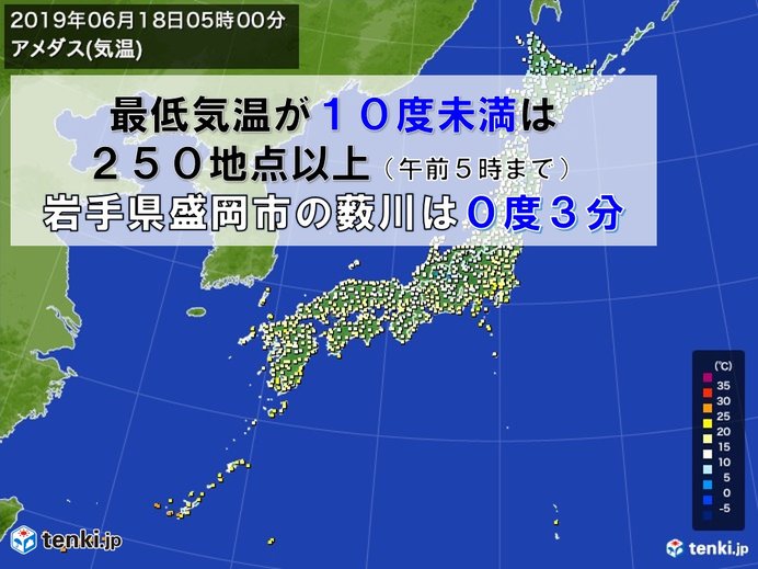 今朝　岩手県で0度3分　暖房が必要な空気の冷たさに