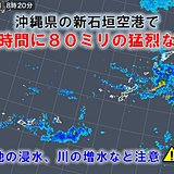 沖縄県の新石垣空港で猛烈な雨