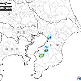 関東　晴れている一方で　千葉県に発達した雨雲