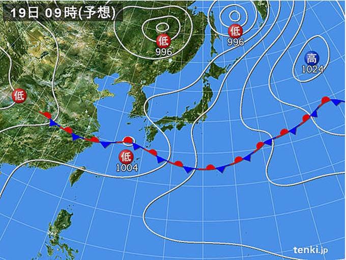 前線なかなか本州まで北上せず