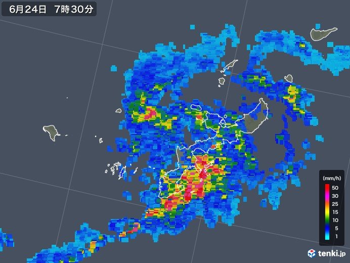 1時間に50ミリの滝のような雨の降る恐れも