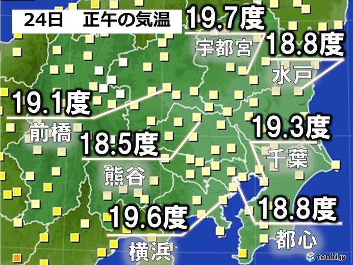関東　梅雨空ひんやり　正午の気温20度に届かず