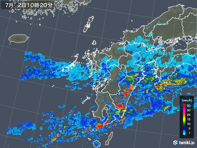 鹿児島　朝は滝のような雨　小康状態でも土砂災害警戒