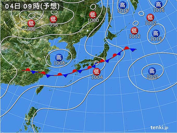 活発な雨雲は東へ