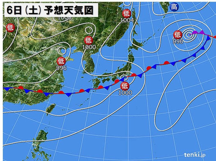 6日(土)　日本海側は梅雨の晴れ間