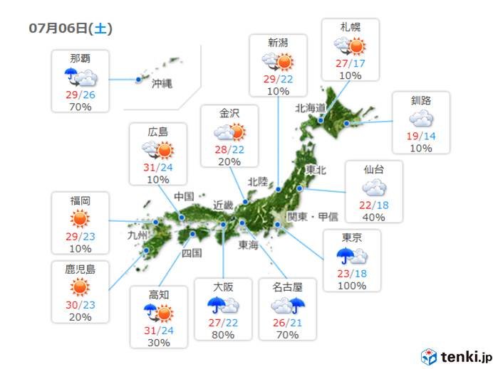 土日　夏の高気圧　勢力弱めて　冷たい北東風_画像