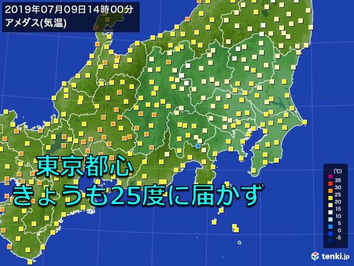 東京都心　5日連続で25度未満　7月では26年ぶり