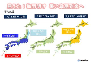 見えた!「梅雨明け」　急に「厳暑」に　1か月予報