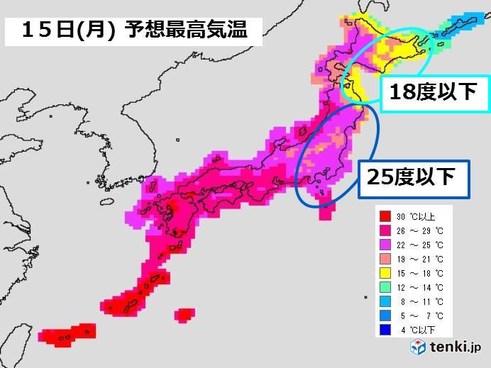 15日　海から涼しい空気　でも西まで届かず