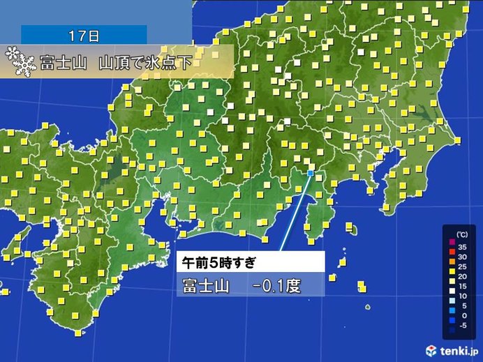 富士山頂氷点下　登山は十分な防寒を