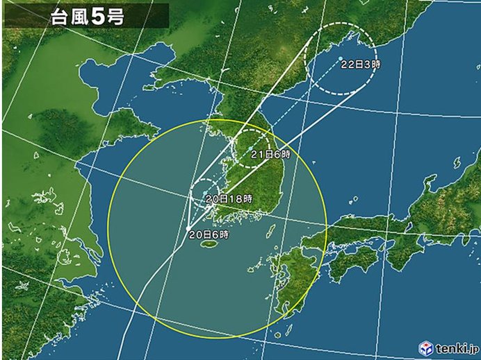 台風は朝鮮半島へ上陸か 西日本で大雨警戒 気象予報士 小野 聡子 19年07月日 日本気象協会 Tenki Jp