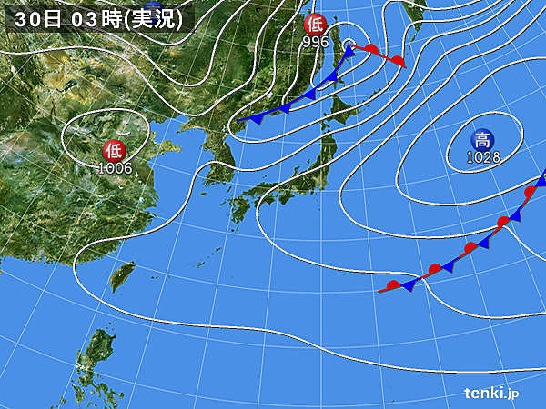 30日　各地で汗ばむ陽気　一部では夜に雨