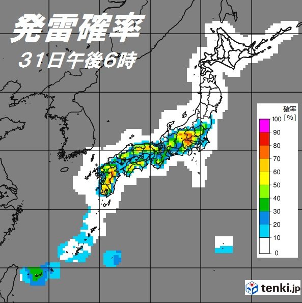 きょうの天気　夕立に注意