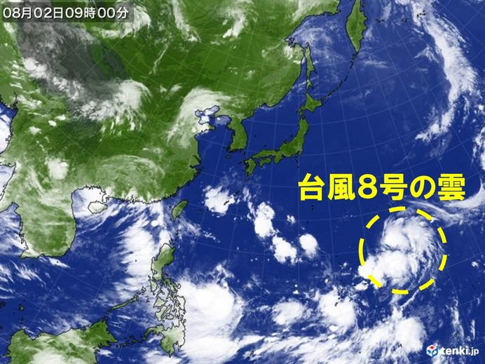 南には台風8号　次第に西日本へ