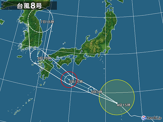 昼間は酷暑　夜は台風8号接近で九州や四国で荒天か