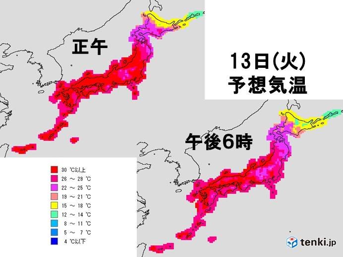 予想気温　今夜は九州～近畿で熱帯夜どころか厳しい暑さ