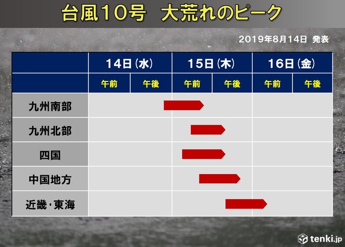 雨風が特に強まる時間　移動や避難行動などの目安に