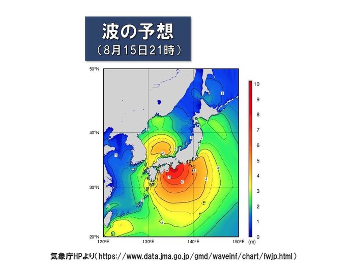 予想される波の高さ　高波・高潮に警戒