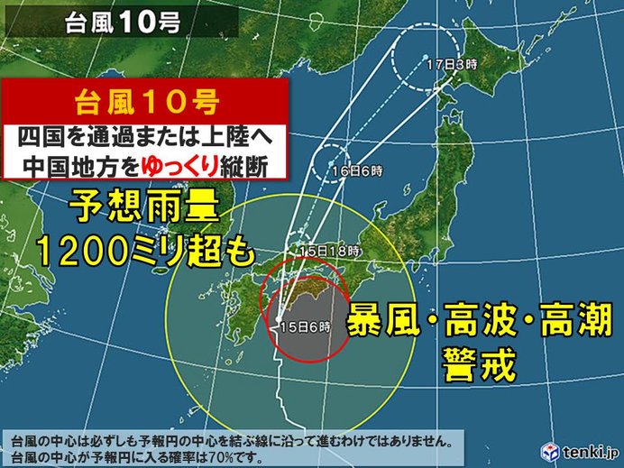 台風10号　西日本に上陸・縦断へ　影響長く続く