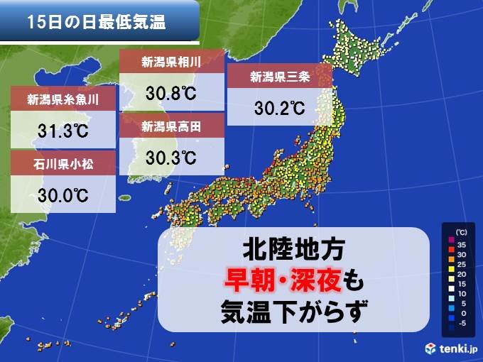 夜中も気温下がらず31度以上　記録更新