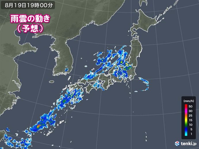 活発な雨雲は西日本や東日本にも