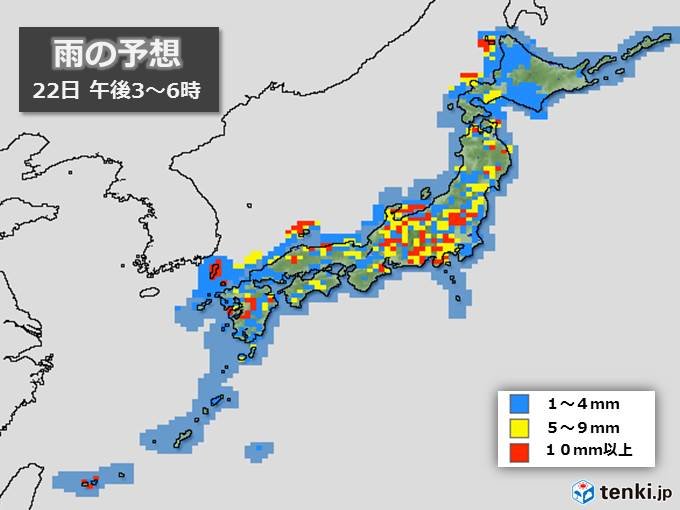 22日も全国的に大気不安定　秋雨前線と台風の動向は_画像