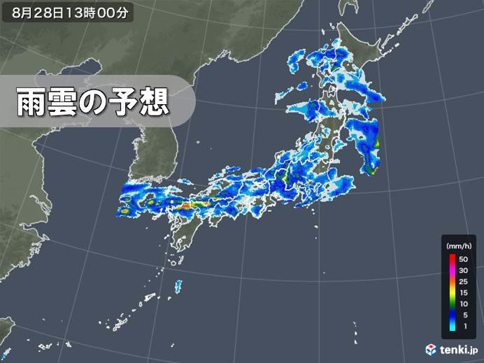 広く発達した雨雲かかる　東北の太平洋側も土砂災害などに警戒