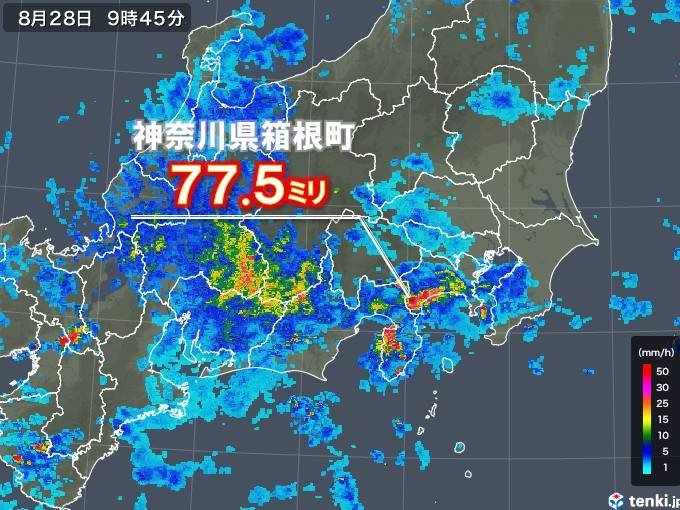 神奈川県などで非常に激しい雨を観測