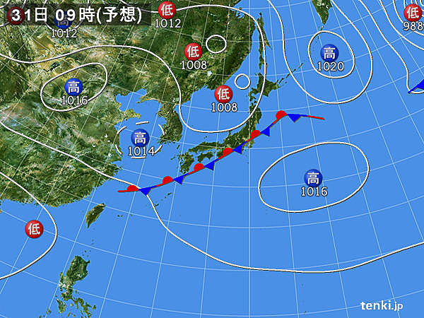 あす　前線の活動は落ち着くが　所々で雨や雷雨
