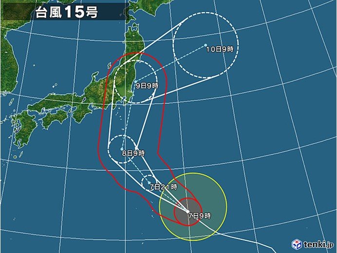 月曜日:台風15号 急接近