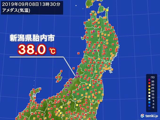 台風の影響で気温も急上昇　新潟県で38.0度