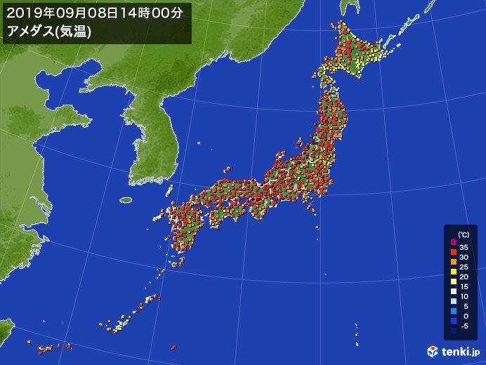 台風15号　気温にも影響　新潟県で38.0度