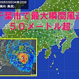 台風15号　千葉市で最大瞬間風速50メートル超