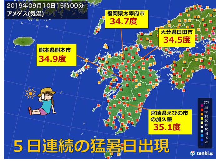 九州　5日連続の猛烈な暑さ
