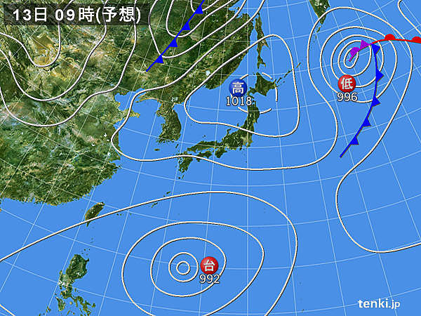 あす13日(金)の天気
