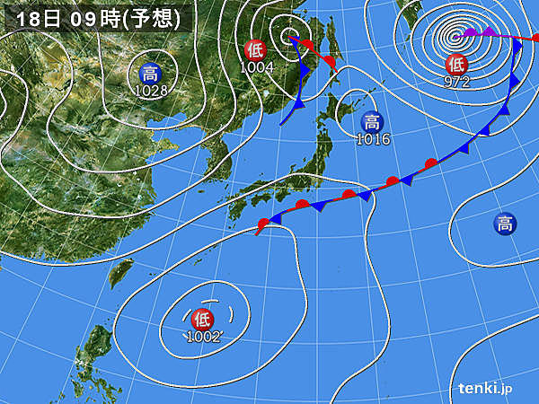 あさって18日(水)～19日(木)　低気圧が大陸の寒気引き込む
