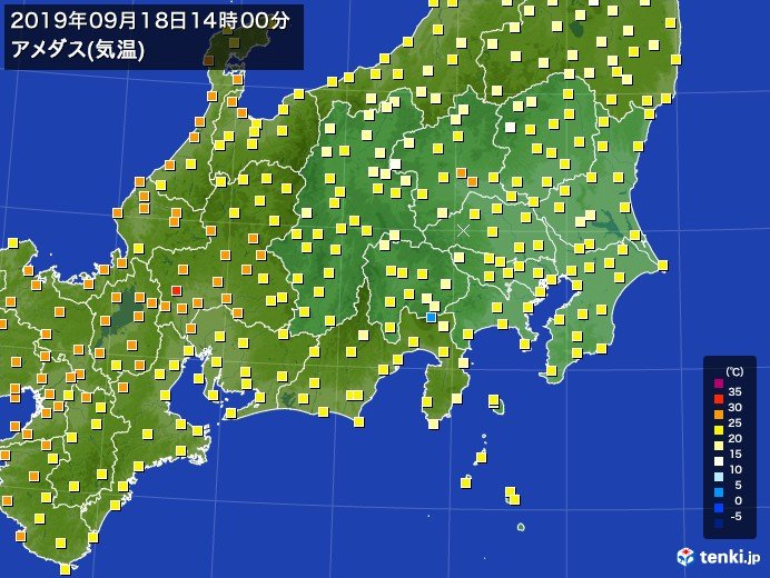 関東大幅気温ダウン 東京や横浜で前日比 9度 日直予報士 2019年09月18日 日本気象協会 Tenki Jp